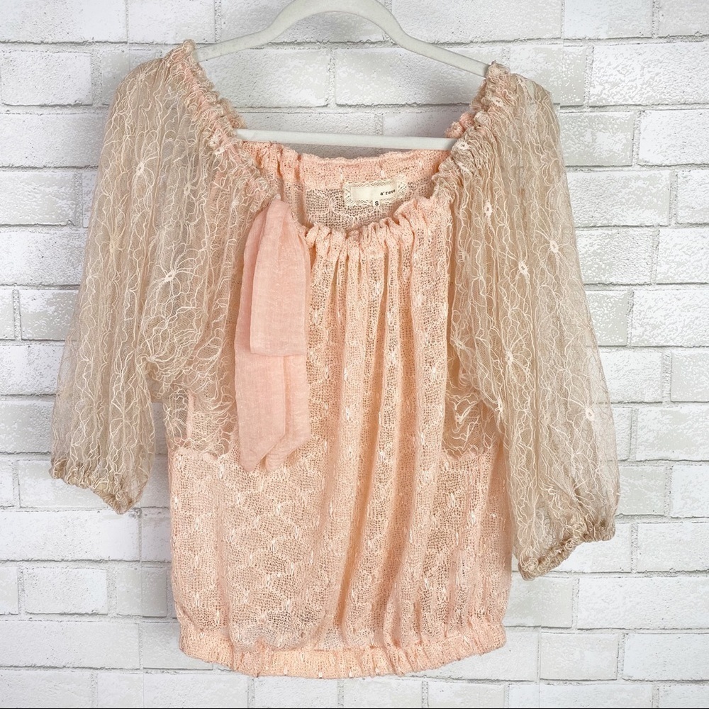 a'reve Boho Peach Lace Top - Picture 8 of 9